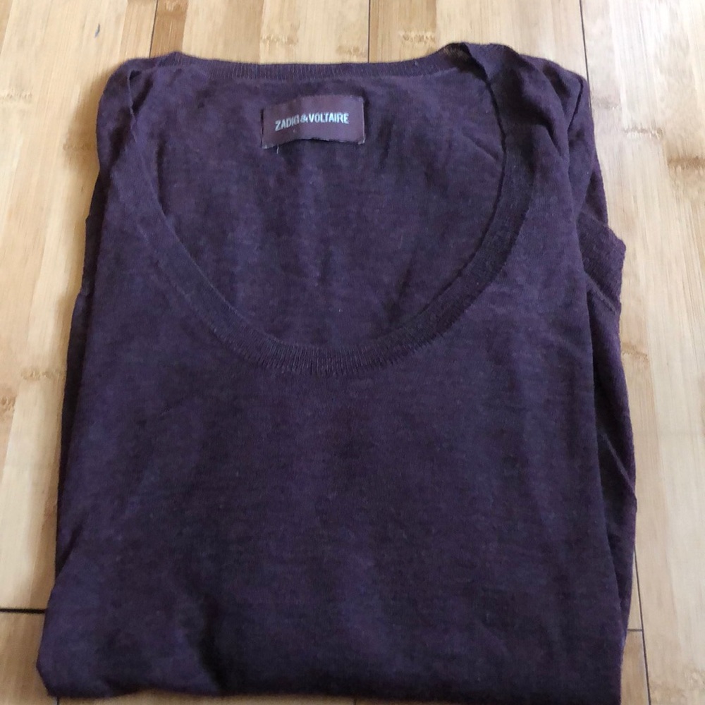 Zadig & Voltaire Scoop Neck Sweater in Deep Plum